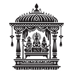 Silhouette vector icon of Krishna's traditional Indian swing stand clean decorative symbol, white background