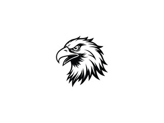 Fierce Bald Eagle Mascot Logo Vector Aggressive Animal Head Emblem for Sports, Esports, Tattoo, Team Branding, Monochrome Line Art Design

