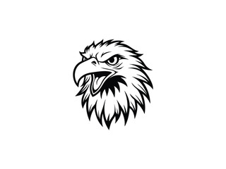 Fierce Bald Eagle Mascot Logo Vector Aggressive Animal Head Emblem for Sports, Esports, Tattoo, Team Branding, Monochrome Line Art Design

