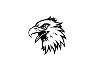 Fierce Bald Eagle Mascot Logo Vector Aggressive Animal Head Emblem for Sports, Esports, Tattoo, Team Branding, Monochrome Line Art Design

