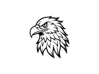 Fierce Bald Eagle Mascot Logo Vector Aggressive Animal Head Emblem for Sports, Esports, Tattoo, Team Branding, Monochrome Line Art Design

