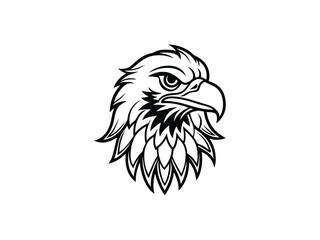 Fierce Bald Eagle Mascot Logo Vector Aggressive Animal Head Emblem for Sports, Esports, Tattoo, Team Branding, Monochrome Line Art Design

