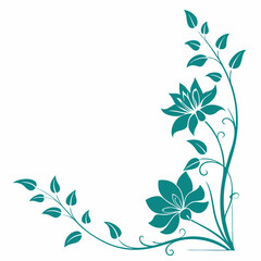 A floral design corner shape in white background Art & Illustration