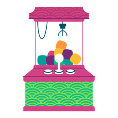 Claw machine crane game machine designed for players to try and grab prizes vector illustration