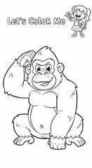 Naklejka premium Children's coloring pictures of a gorilla