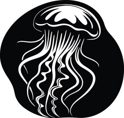 Jellyfish sea animal silhouette