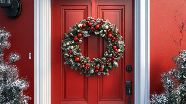 frt christmas wreath on front door