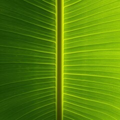 Close Up of Vibrant Green Banana Leaf Texture