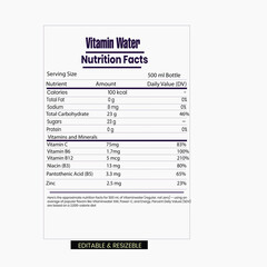vitamin water nutrition facts, and nutritional value of mineral water.