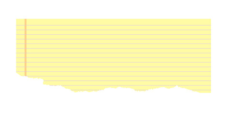 Ripped legal yellow paper, old torn note sheet paper vector illustration