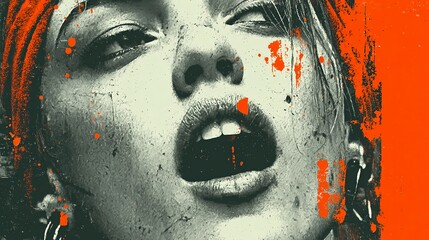 Abstract portrait of a sensual woman with paint splashes