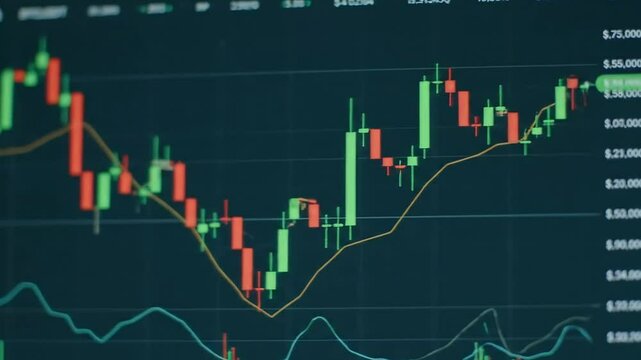 Dynamic Cryptocurrency Trading Chart Displaying Fluctuating Market Trends and Financial Data