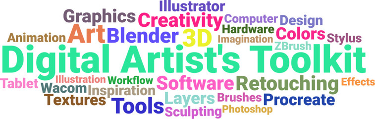 Digital Artist's Toolkit Word Cloud - Creative Design Essentials
