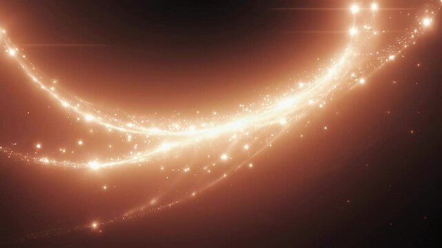 Glowing Golden Sparkling Light Trail Animation on Dark Background