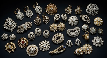 Antique Diamond Jewelry Collection Exquisite Brooches, Earrings, and More
