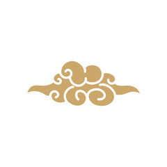 Hand drawn cloud japanese pattern vector. Oriental decoration in vintage style