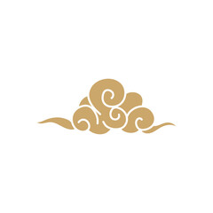 Hand drawn cloud japanese pattern vector. Oriental decoration in vintage style