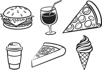 Food and Drink Icons for Restaurant and Menu Designs. High Quality Food and Drink Icons for Creative Projects. Modern Food and Drink Icons for Digital and Print Media. Professional Food and Drink Icon