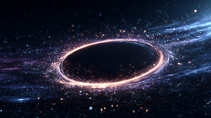 Obraz premium Cosmic Ring Abstract Nebula Illustration, Glowing Energy, Space Art