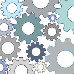 Seamless gears background, flat style