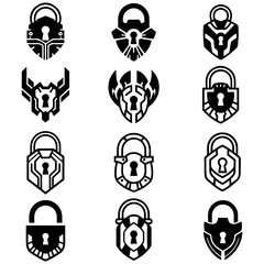 A stunning assortment of modern heraldic designs uses the lock as a central, powerful element