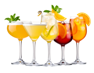 A vibrant collection of refreshing summer cocktails in elegant glasses ready for enjoyment.