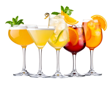 A vibrant collection of refreshing summer cocktails in elegant glasses ready for enjoyment.