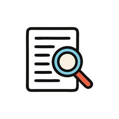 A document with lines being examined by a magnifying glass.