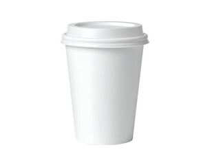 A pristine white disposable coffee cup with a secure lid, ready for your favorite hot beverage on the go.