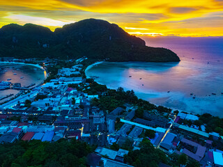 Sunset on Phi Phi Island in the Krabi Province, Thailand
