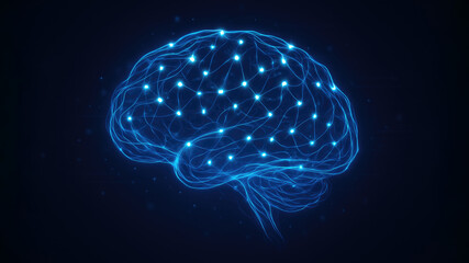 Luminous Blue Neural Network Brain Structure technology science