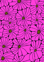 A pattern of large daisies in bright colors .Seamless pattern.