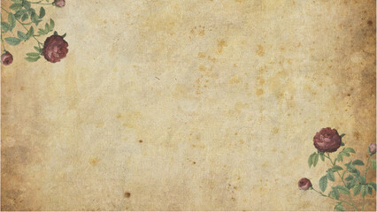 Brown Vintage Old Paper and Rose Zoom Virtual Background