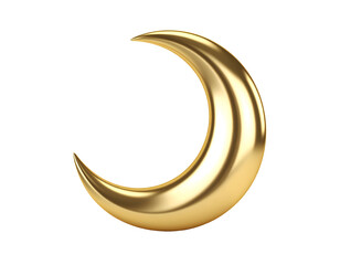 A luxurious golden crescent moon gleams with a radiant metallic finish, embodying celestial elegance.