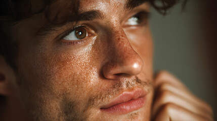 Obraz premium 肌が気になる若い男性