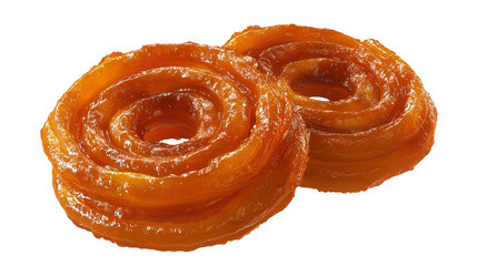 Fototapeta premium Golden spirals of syrupy indulgence A mouthwatering celebration of traditional jalebi on transparent background