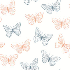 Obraz premium Butterfly Pattern – Hand Drawn Vector Illustration