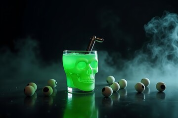 Smoking Skull Green Halloween Drink