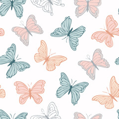 Fototapeta premium Butterfly Pattern – Hand Drawn Vector Illustration