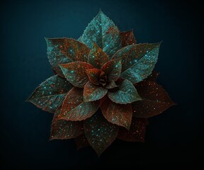 Fototapeta premium Glowing Futuristic Plant Abstract Symmetrical Leaf Design