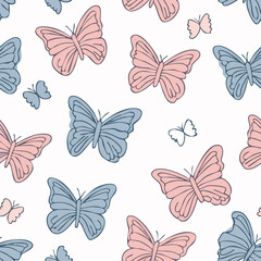 Fototapeta premium Butterfly Pattern – Hand Drawn Vector Illustration