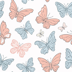 Fototapeta premium Butterfly Pattern – Hand Drawn Vector Illustration