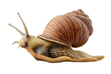 PNG Detailed close-up image of a giant brown garden snail with textured shell