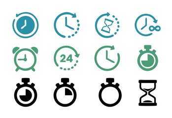 Clock icon set
