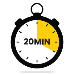 20‑Minute Timer Icon – Flat Vector Stopwatch