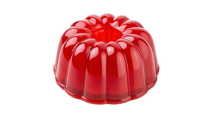 glossy vibrant red jelly mold with rounded isolated on transparent background