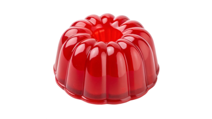 glossy vibrant red jelly mold with rounded isolated on transparent background