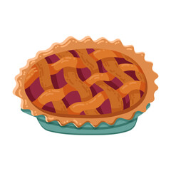 Apple pie with golden lattice crust, perfect for cooking and baking themes