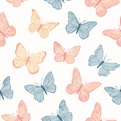 Fototapeta premium Butterfly Pattern – Hand Drawn Vector Illustration