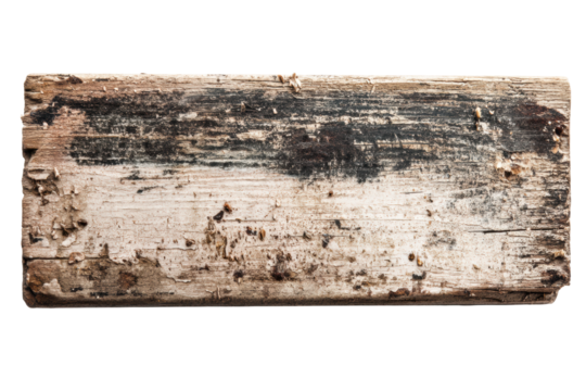 PNG Old weathered wooden plank with peeling paint and signs of decay